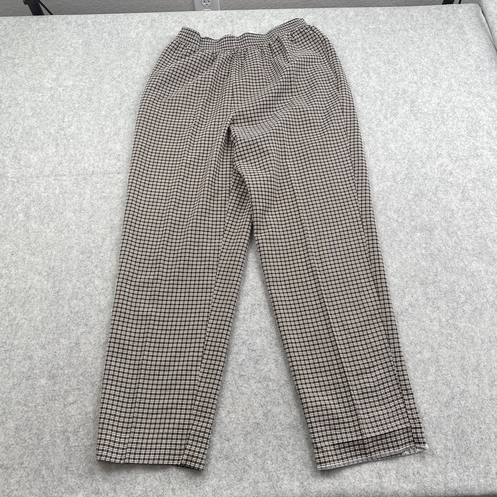 Koret Dress Pants Womens 12 (29x30) Brown Plaid Twill Elastic Waist Pull On